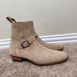 ORO Los Angeles Tan Suede Jodhpur‎ Boots Red Bottoms Made in Spain Mens 7